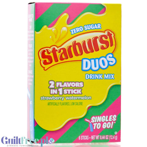 Starburst Duos Drink Strawberry Watermelon - saszetki bez cukru, napój instant, Truskawka z Arbuzem