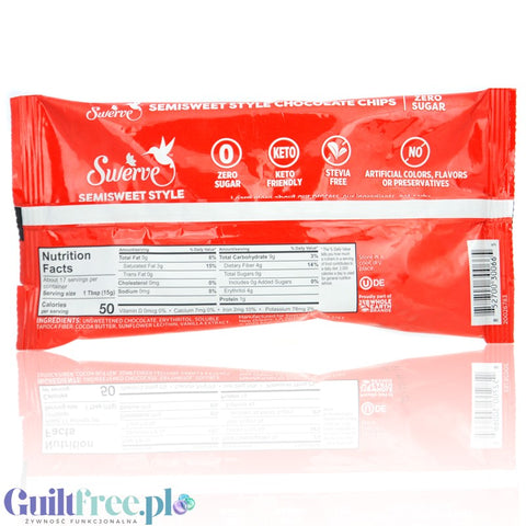 Swerve Semi Sweet Chocolate Chips - kropelki keto ciemnej czekolady bez cukru tylko z erytrolem