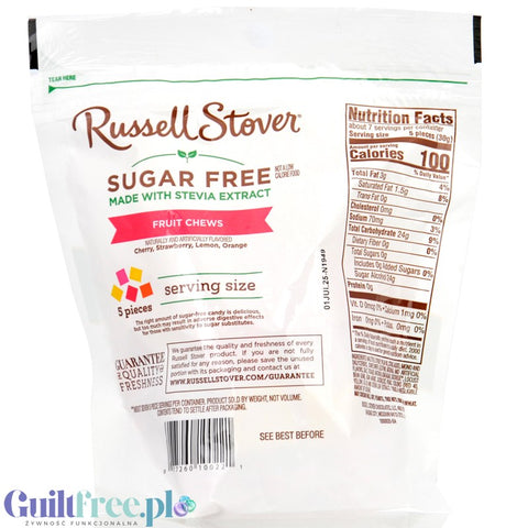 Russell Stover Stevia Fruit Chews - owocowe cukierki do żucia bez cukru
