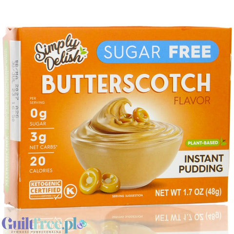 Simply Delish KETO Pudding Butterscotch - vegan sugar-free pudding with stevia and erythrol, Toffee flavor