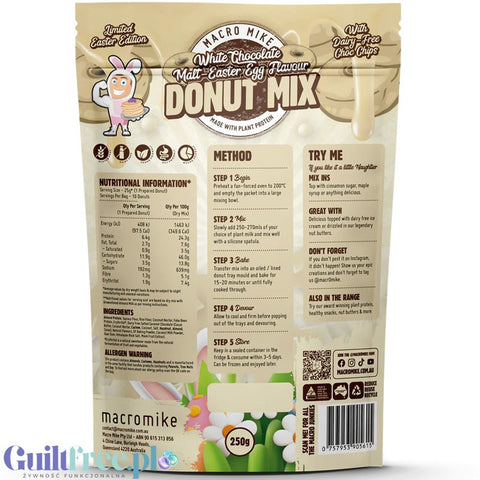 Macro Mike White Choc Malt Easter Donut Baking Mix - a mix for making protein donuts.