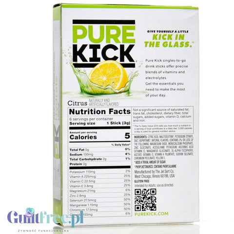 Pure Kick Hydration Citrus - saszetki bez cukru, napój instant z kofeiną, witaminami i elektrolitami