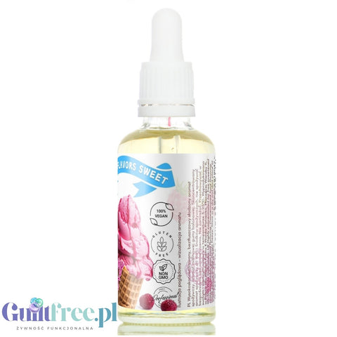 Funky Flavors Sweet Raspberry Sorbet - słodkie fit kropelki malinowe bez cukru, tłuszczu i kalorii