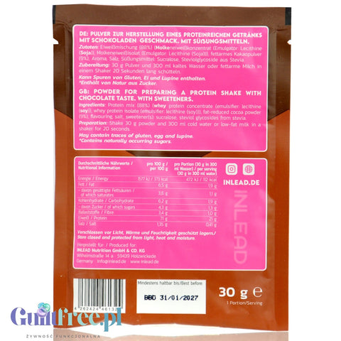 Inlead Whey Protein Double Chocolate - czekoladowa odżywka białkowa w saszetce WPC WPI