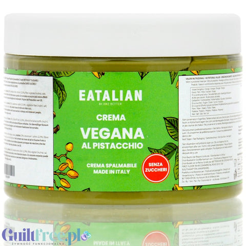 EATalian Crema Vegana al Pistacchio 500g - vegan sugar-free pistachio cream 25% pistachios with xylitol