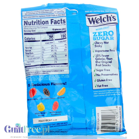 Welch's Fruity Bites Mixed Fruit - owocowe żelki bez cukru w 5 smakach