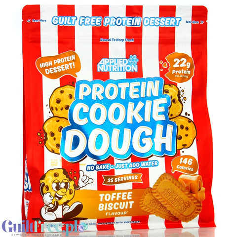 Applied Nutrition Protein Cookie Dough Toffee Biscuit - proteinowa masa ciasteczkowa z czekoladą 146kcal, 22g białka