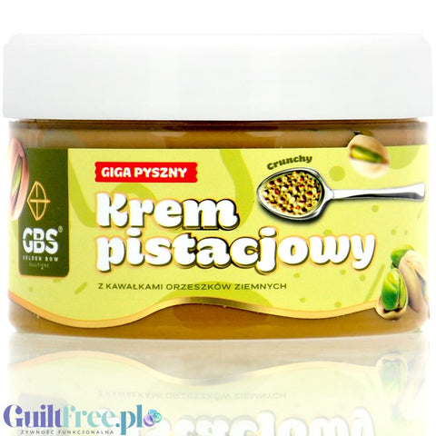 GBS Krem Pistacjowy z Kawałkami Orzeszków - wegański krem pistacjowy z orzeszkami ziemnymi bez cukru i bez oleju palmowego