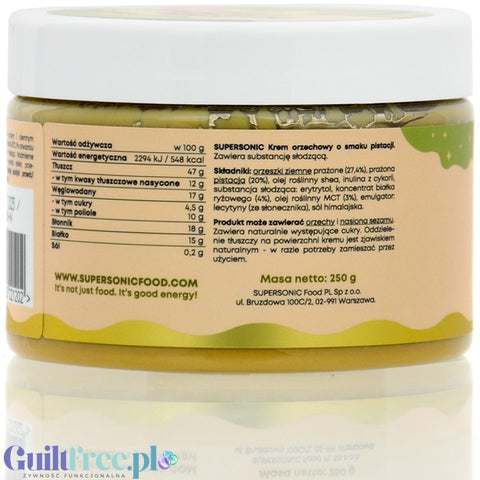 SuperSonic Peanut Butter Pistachio - wegański krem  pistacjowo-orzechowy bez cukru z erytrolem i MCT