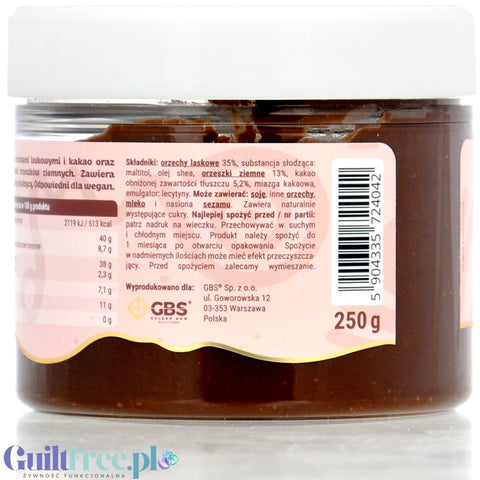 GBS Krem o Smaku Czekoladowym z Orzechami Laskowymi i Ziemnymi, bez cukru i oleju palmowego