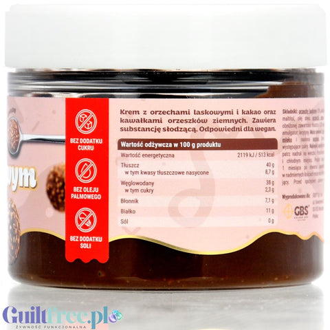 GBS Krem o Smaku Czekoladowym z Orzechami Laskowymi i Ziemnymi, bez cukru i oleju palmowego