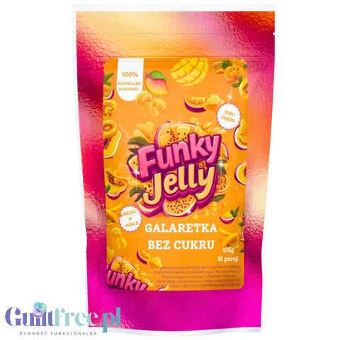 Funky Jelly Mango & Passion Fruit Galaretka x 15 porcji - galaretka bez cukru, smak Mango & Marakuj﻿a, 19kcal w porcji