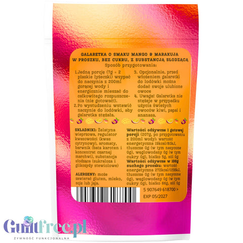 Funky Jelly Mango & Passion Fruit Jelly x 3 servings - sugar-free jelly, Mango & Passion Fruit flavor, 19kcal per serving