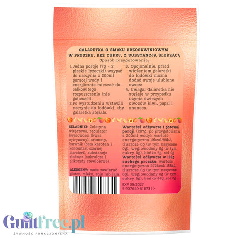Funky Jelly Peach Galaretka Brzoskwinia x 3 porcje - galaretka bez cukru o smaku brzoskwiniowym