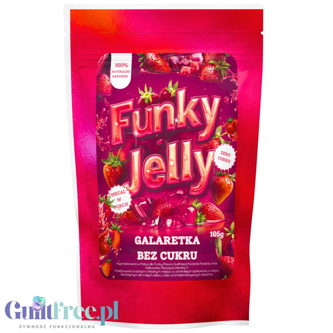 Funky Jelly Strawberry Galaretka instant x 15 porcji - galaretka bez cukru o smaku truskawkowym