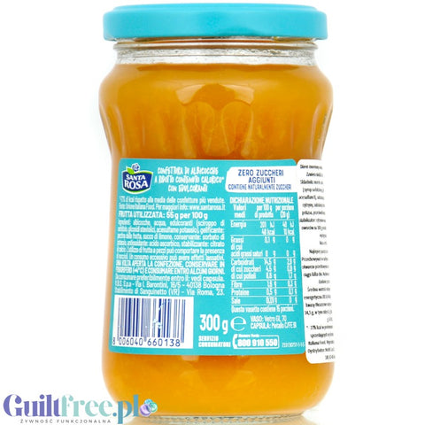 Santa Rosa Zero Albicocche - low-calorie apricot jam with no added sugar only 48kcal