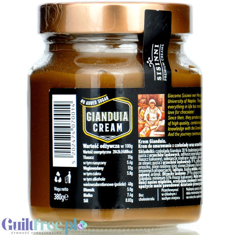 Sisinni Premium Creams Gianduia Cream Stevia - chocolate-praline gianduia cream with hazelnuts without added sugar