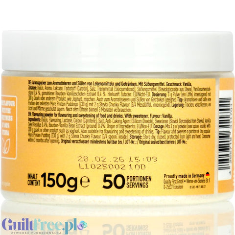 More Nutrition Chunky Flavor STEVIA, Vanilla Pure 150g - vegan sugar-free flavor powder with stevia, Vanilla