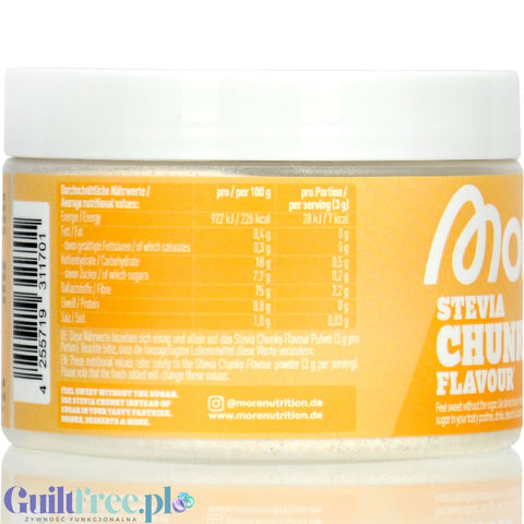 More Nutrition Chunky Flavor STEVIA, Vanilla Pure 150g - vegan sugar-free flavor powder with stevia, Vanilla