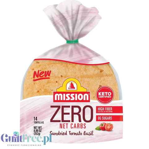 Mission Foods Zero Tortillas Sundried Tomato Basil - Carbohydrate-free taco tortillas 25kcal, Tomato with Basil