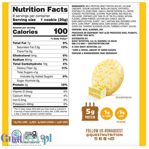 Quest Frosted Cookies, Lemon Cake - frosted soft keto cookies with glaze, BOX of 8 PACKS