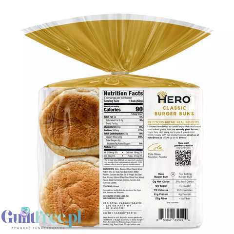 Hero Bread Classic Burger Buns - Keto burger buns, 8pcs, 90kcal