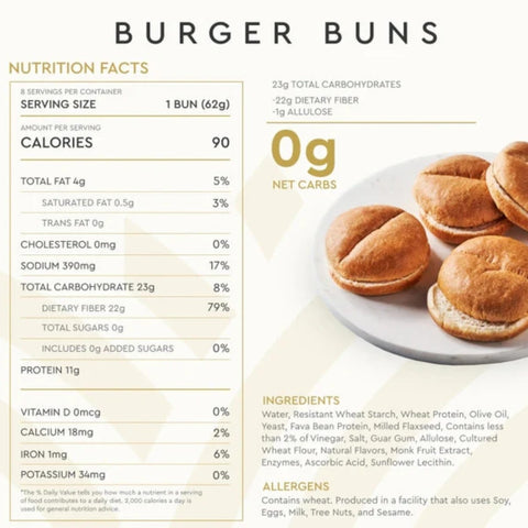 Hero Bread Classic Burger Buns - Keto burger buns, 8pcs, 90kcal