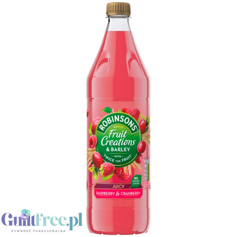 Robinsons Real Fruit Barley Raspberry & Cranberry Squash 1L - concentrated syrup without sugar or calories, Raspberry & Cranberr