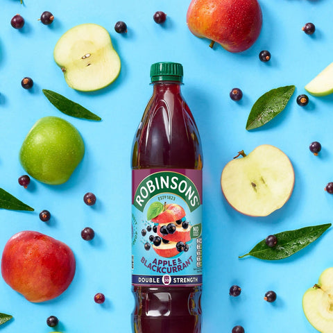 Robinsons Apple & Blackcurrant Squash Double Strength 0.75L - concentrated syrup for dilution without sugar and calories
