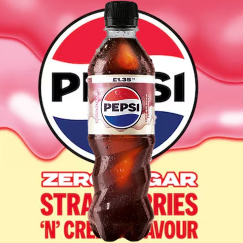 Pepsi Max Strawberries & Cream Soda 500ml - Strawberries & Cream Pepsi Max without sugar.