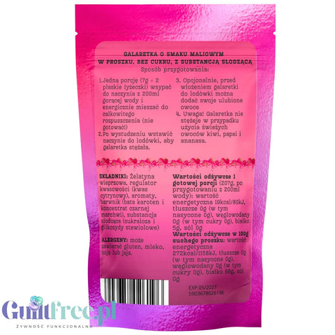 Funky Jelly Raspberry Jelly x 15 servings - sugar-free raspberry flavored jelly.