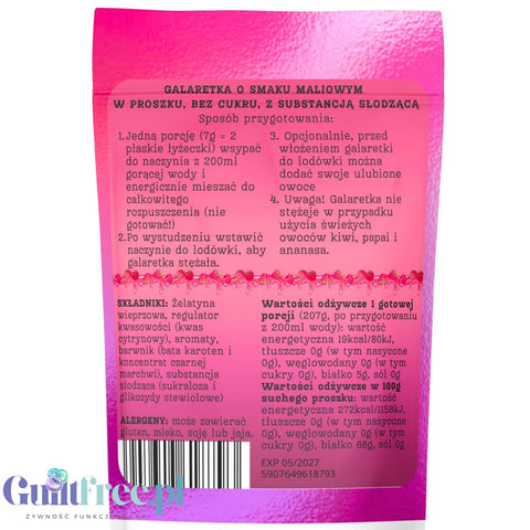 Funky Jelly Raspberry Jelly x 3 servings - sugar-free raspberry flavored jelly