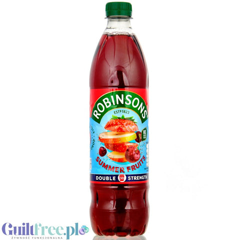 Robinsons Double Strength Summer Fruits Squash 750ml - concentrated syrup for dilution without sugar and calories, Summer Fruits