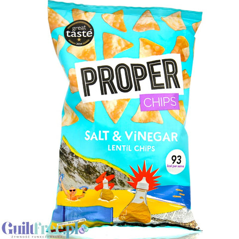 Proper Chips Salt & Vinegar Lentil Chips 85g - chipsy z soczewicy solone z vinaigrette 93kcal