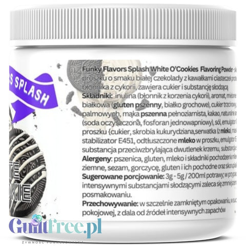 Funky Flavors Splash White Cookie'O 150g - fiber sweetener powder, Cookie & White Chocolate