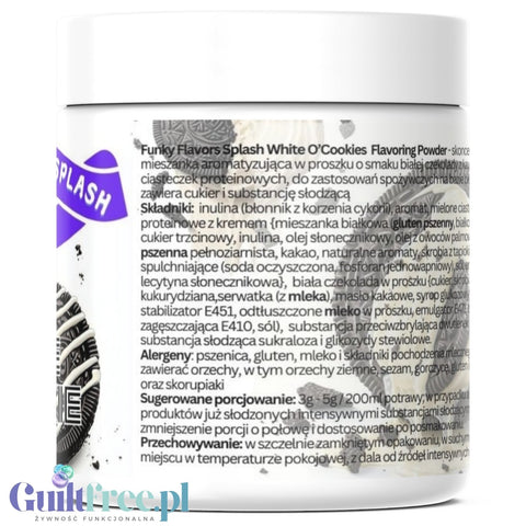 Funky Flavors Splash White Cookie'O 50g - fiber sweetener powder, Cookie & White Chocolate
