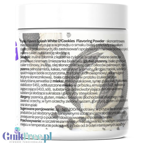 Funky Flavors Splash White Cookie'O 50g - fiber sweetener powder, Cookie & White Chocolate