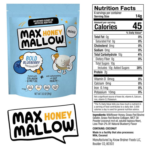 copy of Know Brainer Max Honey Mallow Very Vanilla Mini Marshmallows - honey mini protein marshmallows with kolegan and MCTs