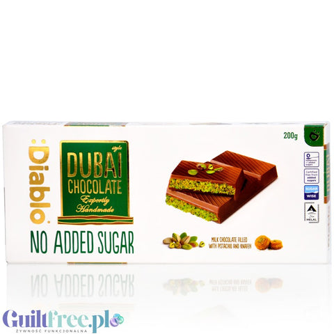 Diablo Dubai Chocolate 200g - czekolada dubajska bez dodatku cukru z pistacjami i knafeh