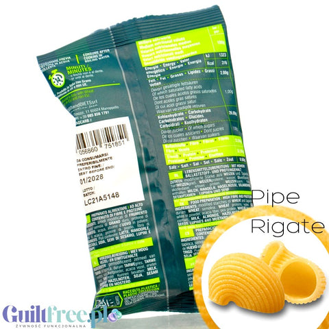 Ciao Carb Maccarozone Stage 3, Pipe Rigate 50g - Italian low carbohydrate pasta low GI, 33g protein