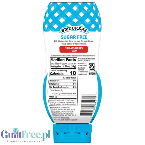 Smucker's Strawberry Jam 0.47KG - sugar-free strawberry jam 80% fewer calories in a squeeze bottle