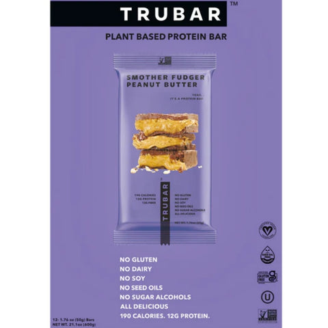 TRUBAR Smother Fudger Peanut Butter - vegan protein bar without gluten soy or sweeteners
