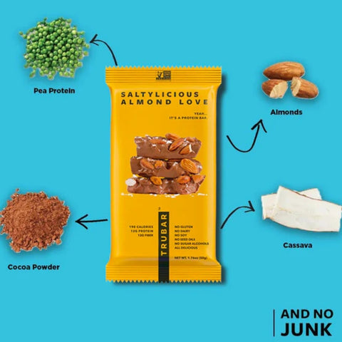 TRUBAR Saltylicious Almond Love - wegański baton proteinowy bez soi, glutenu i słodzików