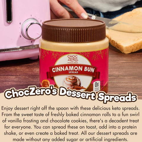 Choc Zero Keto Cinnamon Bun Spread - keto monkfruit cream with cinnamon yeast flavor