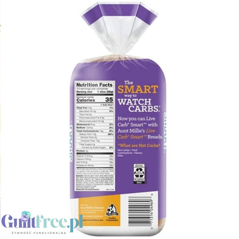 Aunt Millie's Live Carb Smart 3 Honey Wheat Bread