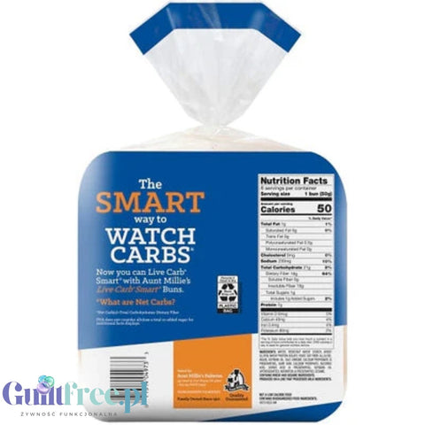 Aunt Millie's Live Carb Smart 3 Hamburger 8 buns