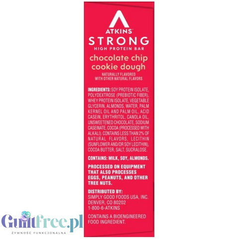 Atkins Strong Birthday Cake BOX x 4 BATONS - protein bar with almond butter, without maltitol