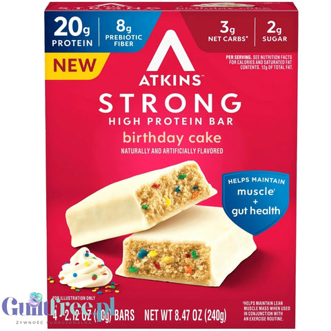 Atkins Strong Birthday Cake - protein bar with almond butter, without maltitol