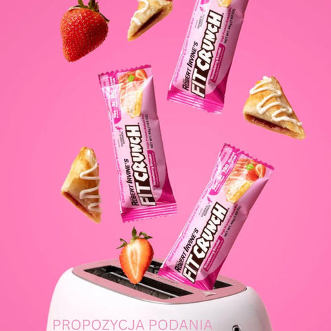 Fit Crunch Strawberry Strudel - a baked protein bar with WPI puff pastry flavor with strawberry filling