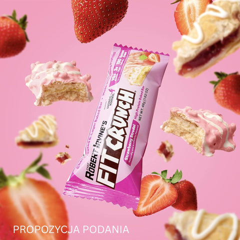 Fit Crunch Strawberry Strudel - a baked protein bar with WPI puff pastry flavor with strawberry filling